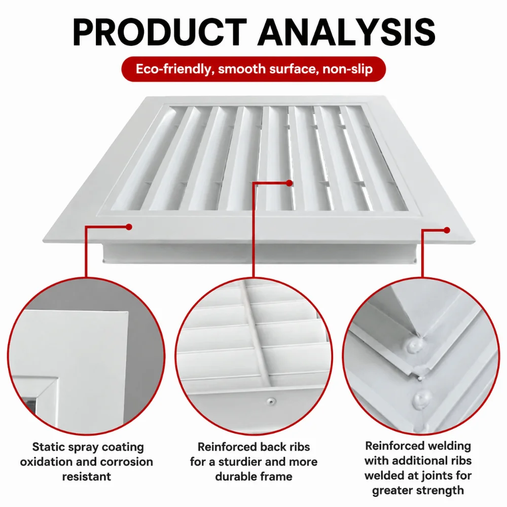 New Aluminum Alloy Air Vent Grille White Square Return Air Grill Vent Cover Attics