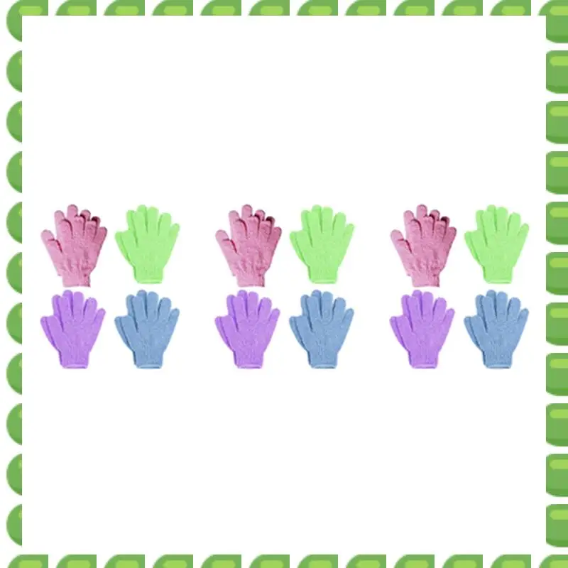 A04V 12 Pair Shower Bath Gloves Exfoliating Wash Skin Spa Massage Body Scrubber Cleaner