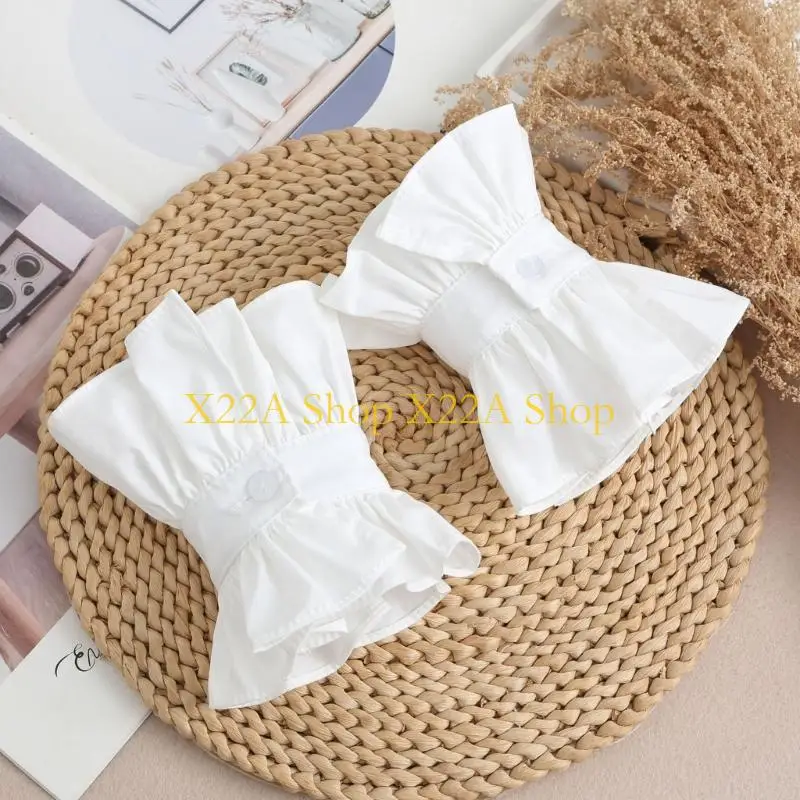 

Уникальный популярный комплект с воротником и манжетами с рюшами, элегантный кружевной искусственный воротник и рукава для и