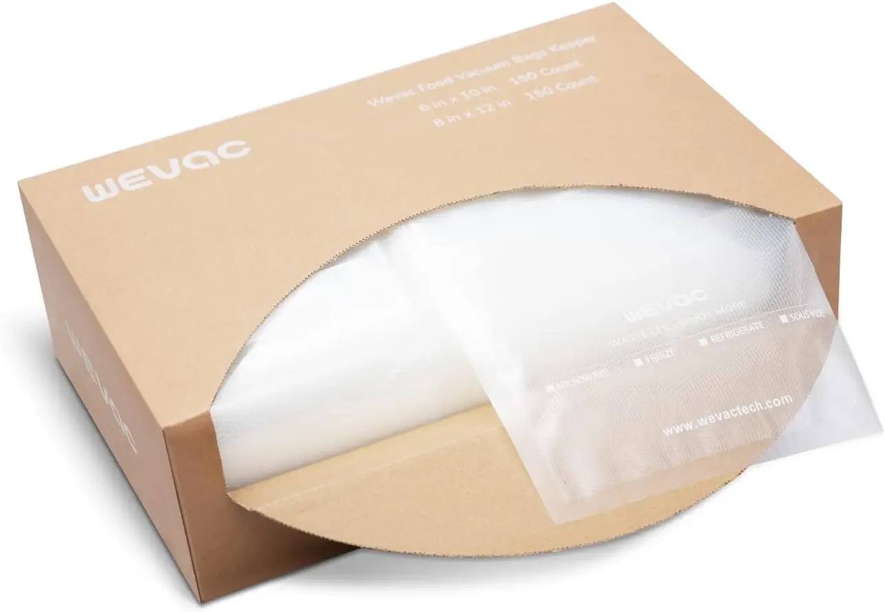 

6''x10'' & 8''x12'' 300 Count Food Vacuum Sealer Bags Keeper, PreCut Quart, Ideal for Food Saver, BPA Free, Commercial Grade,