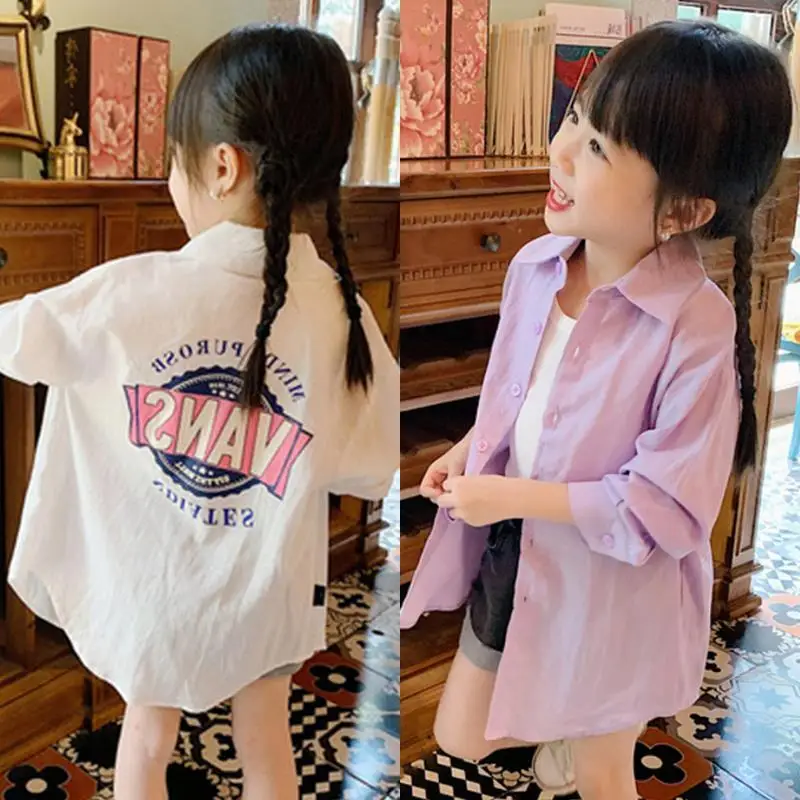 

Girls' cotton and silk shirt 2025 summer fashion Korean version children's thin printed top