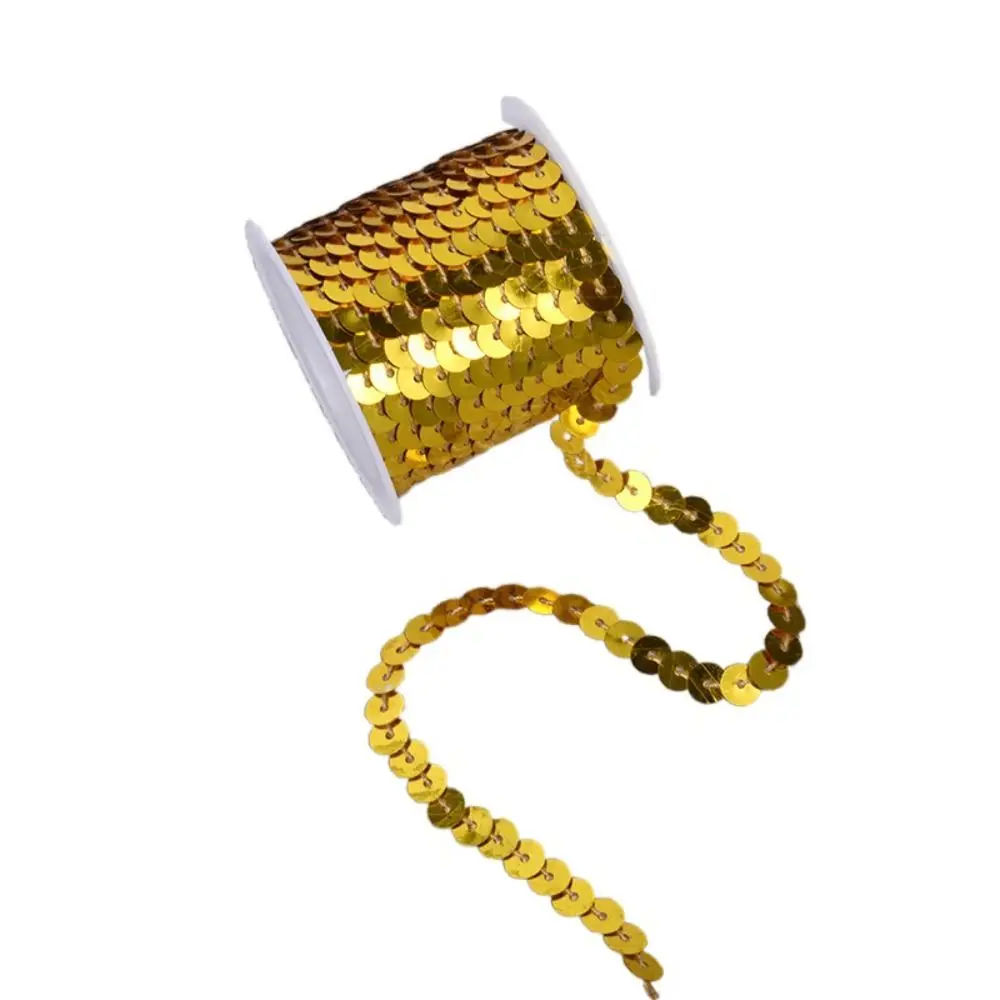 Colorful 5M Sequins Trims 6mm Loose Paillettes Round Shiny Decorative Lace Crafts Cloth Accessory/Bags/Garment