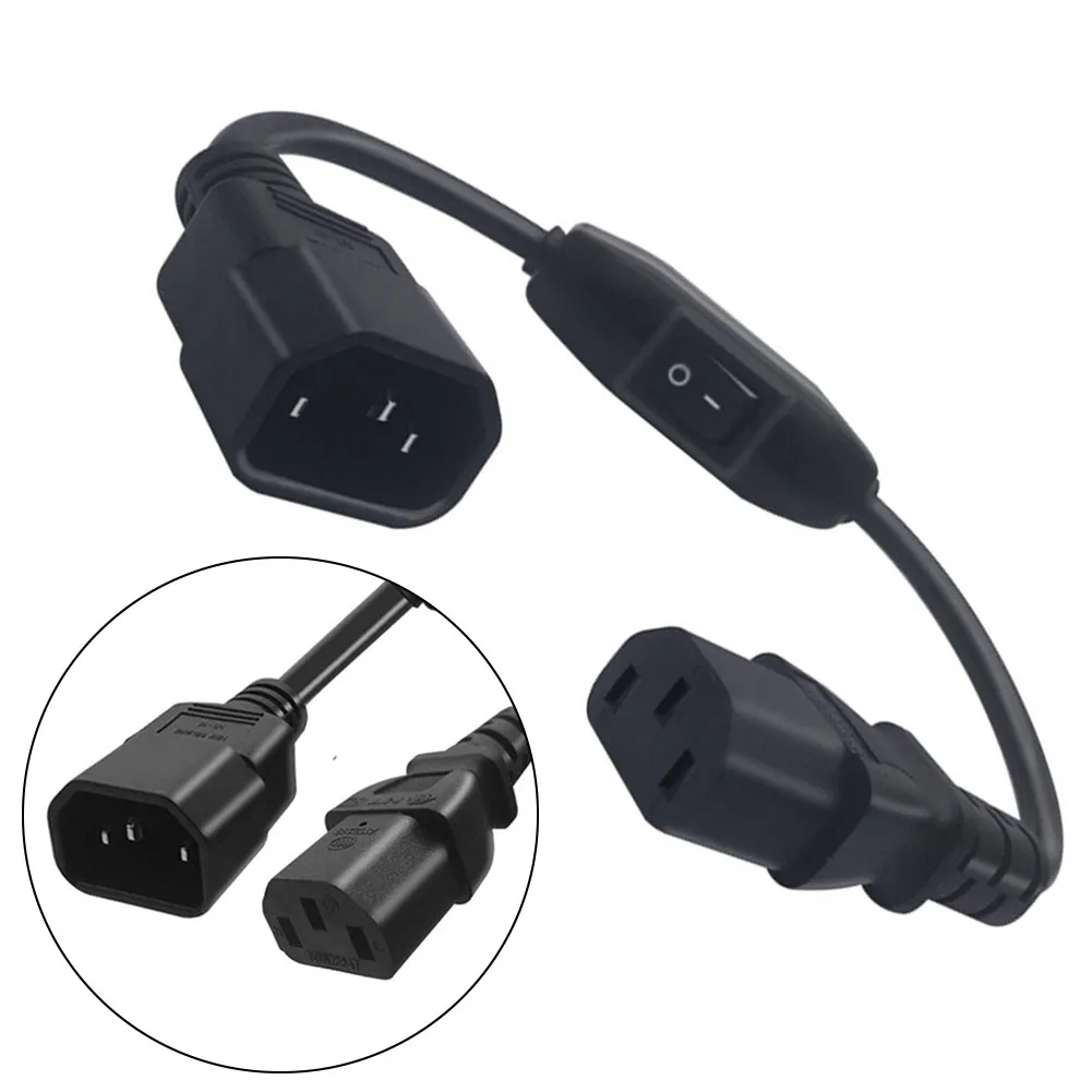 30cm C14 to C13 Power Extension Cord with 10A On Off Switch IEC320 Cable for Computer Monitor Projector Server