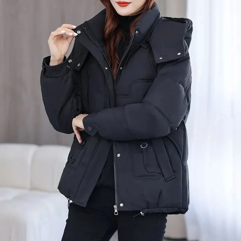 Down Red Cotton-Padded Jacket 2024 New Short Cotton-Padded Jacket With Loose And Thick Warm Fashion Winter Women Coat