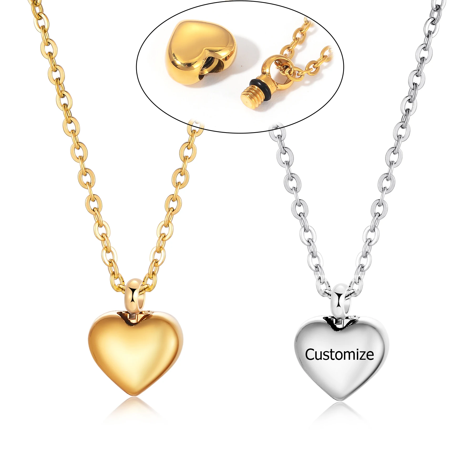 Heart Shaped Memorial Urn Necklace for Human/ Pet Ashes Casket Cremation Pendant Stainless Steel Keepsake Jewelry Dropshipping