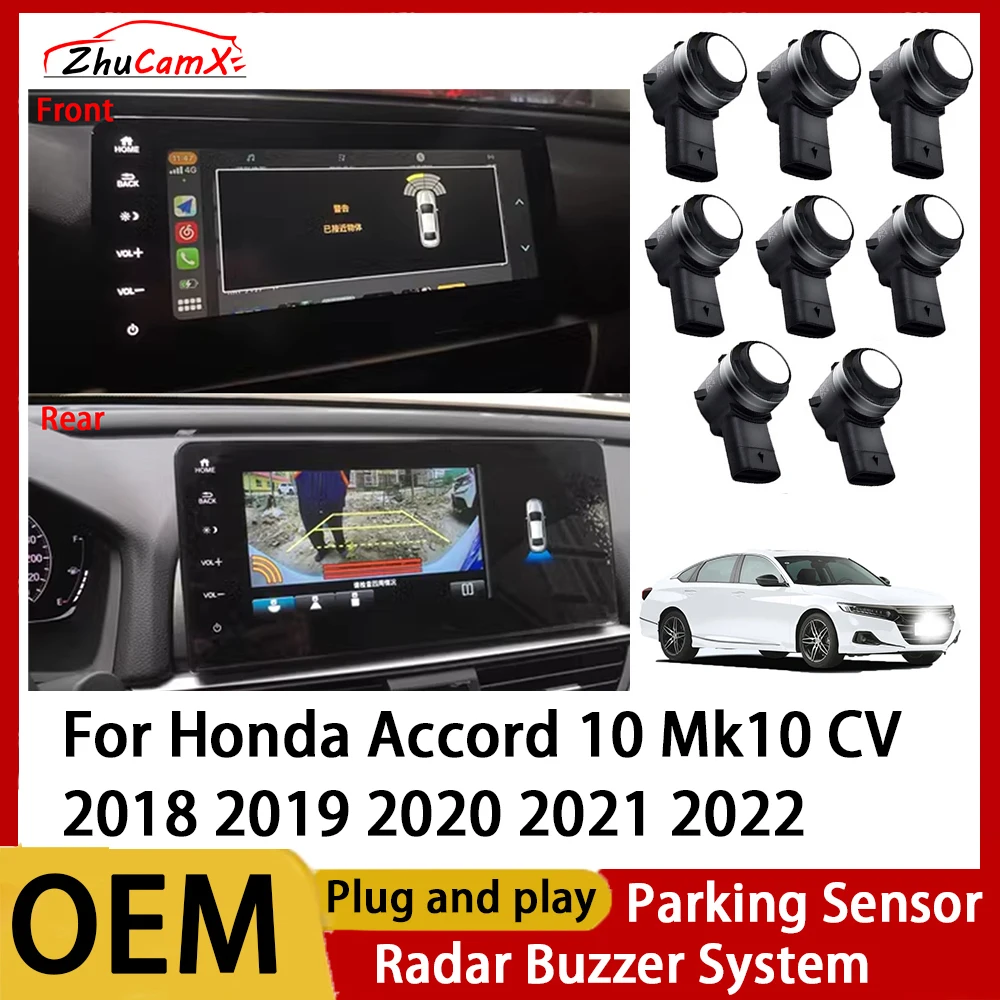

ZhuCamX Front Rear Parking Sensor Assistance Backup Radar Buzzer System for Honda Accord 10 Mk10 CV 2018 2019 2020 2021 2022