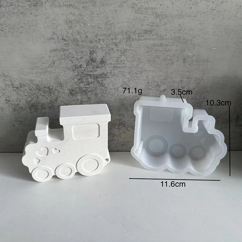 3D Train Candlestick Silicone Mold DIY Cute Train Candle Holder Plug-in Creative Home Tabletop Decoration Plaster Drop Glue Mold