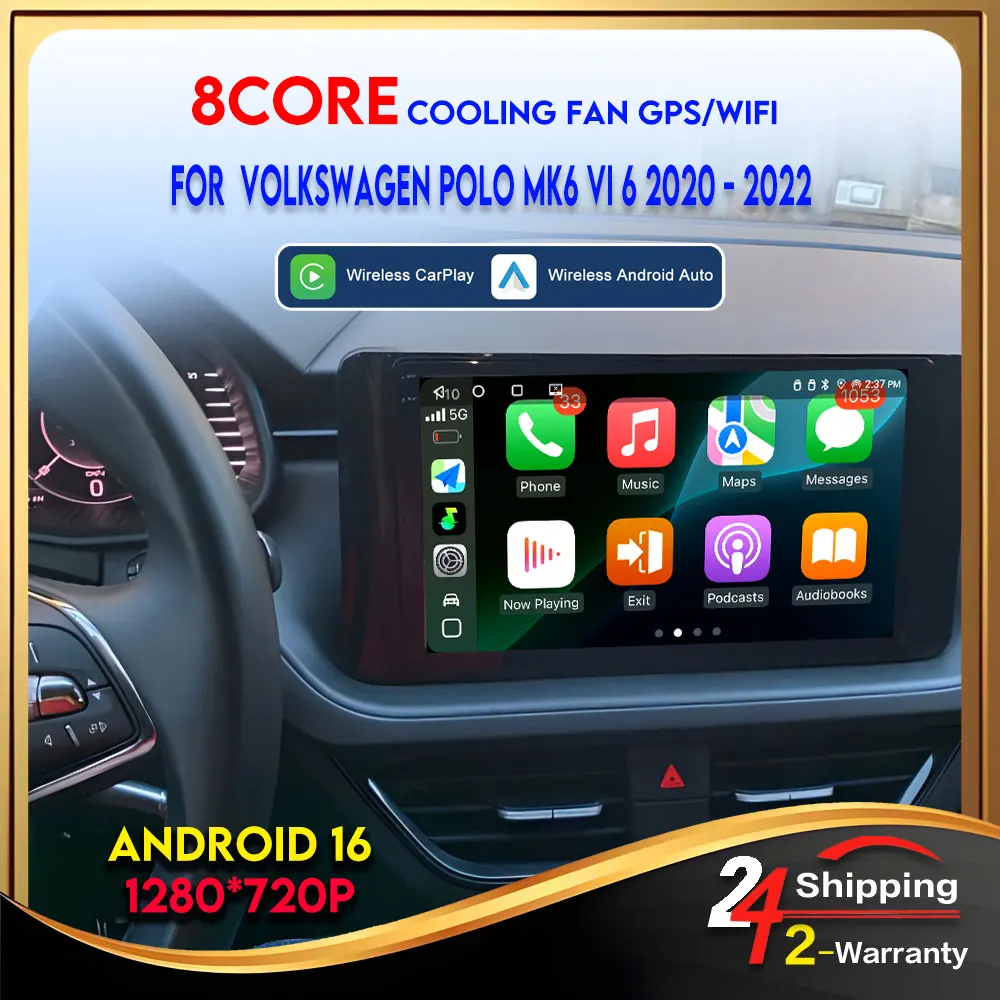 Android 16 für Volkswagen Polo Mk6 VI 6 Skoda SCALA Kamiq 2020-2022 Carplay Wireless Android Auto Autoradio Video Multimedia