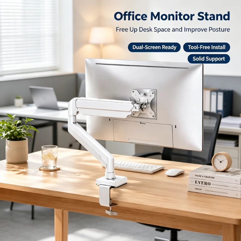 Heavy Duty C-Clamp Single Monitor Arm Ergonomic Tilt Height Swivel Adjust For 13-35 Inch Screens Home Office Gaming Desk Setup