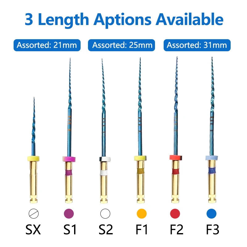 EYY ملفات دوارة اللبية للأسنان SX-F3 ملفات الننتول الزرقاء المنشط بالحرارة والنيكل والتيتانيوم ومضادة للتعب ملف قناة الجذر 6 قطعة/صندوق #1