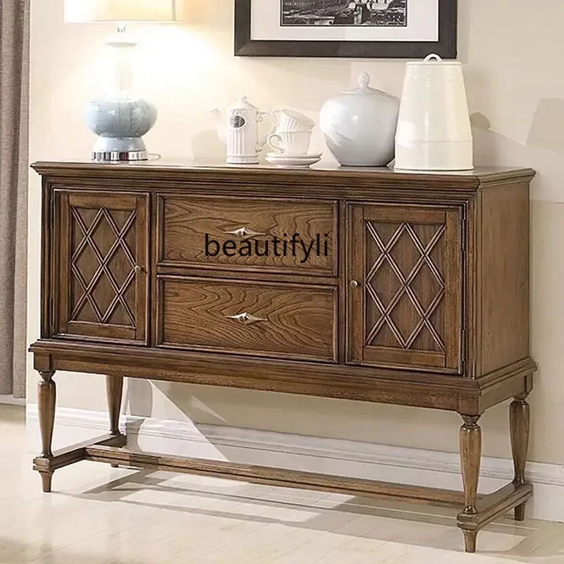 

HAmerican rural solid wood dining side cabinet foyer entrance cabinet simple retro storage designer display cabinet