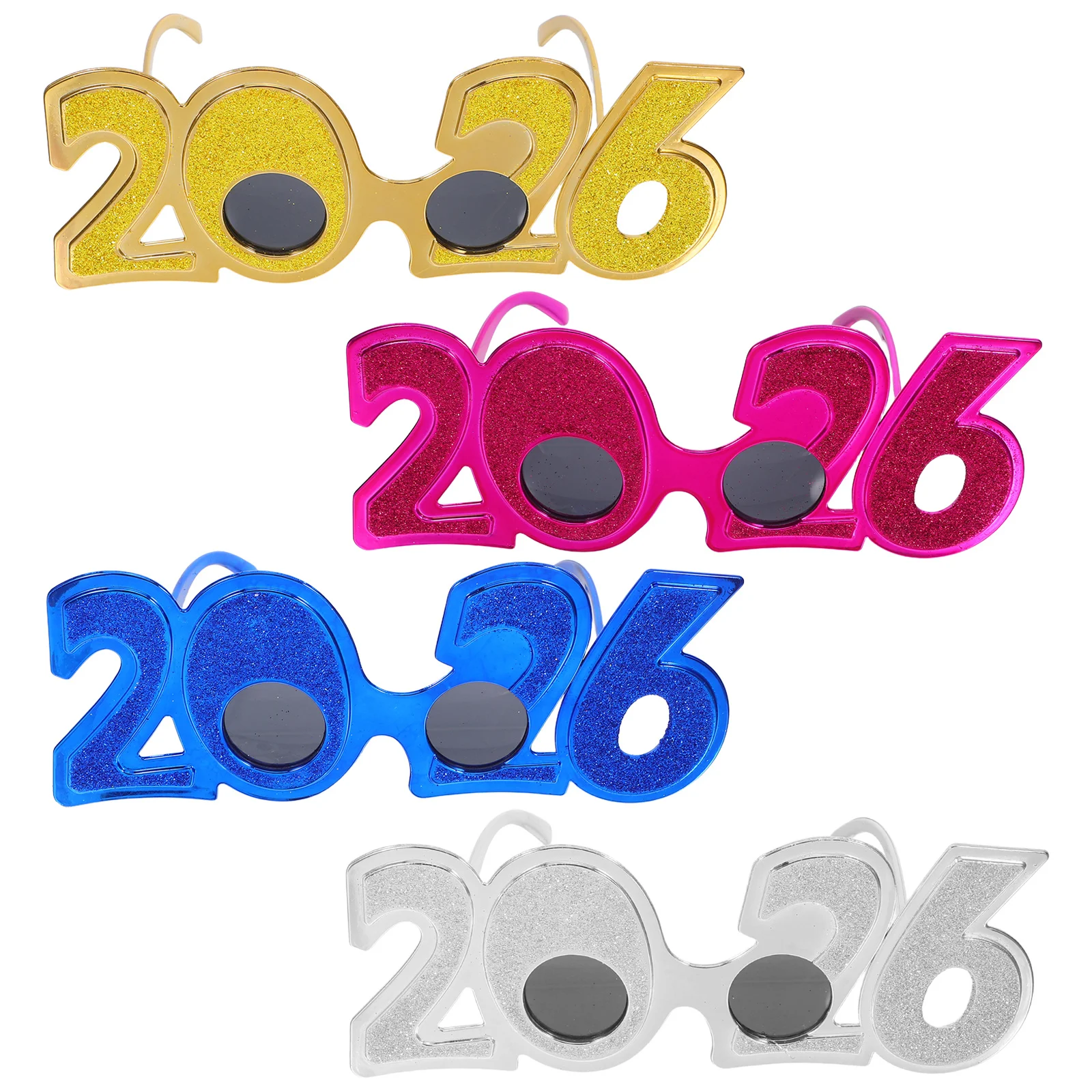 

4Pcs New Year Number Glasses Funny 2026 Party Eyewear Holiday Photo Props New Years Eve Accessories Festival Novelty Glasses