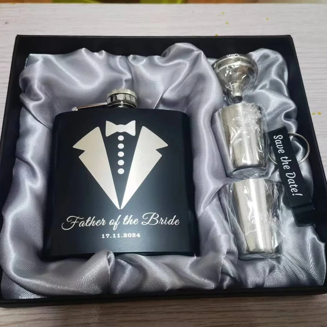 Personalized Name Hip Flask Set Birthday Gift Custom 6oz Stainless Steel Flask Wedding Favors Best Man Groom Gift Groomsman Gift