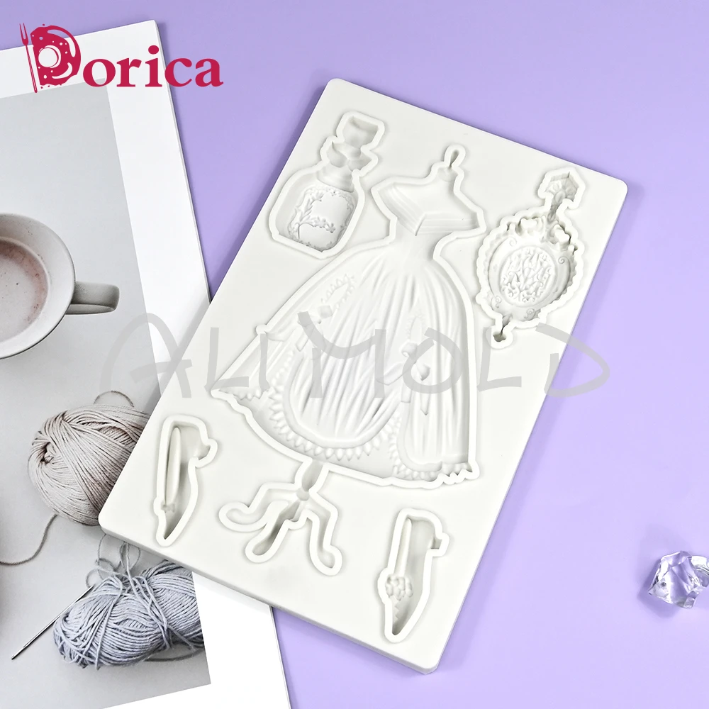 Dress High Heels Pattern Silicone Mold Chocolate Fondant Cake Mould Accessories DIY Resin Clay Making Model Home Decorating Tool
