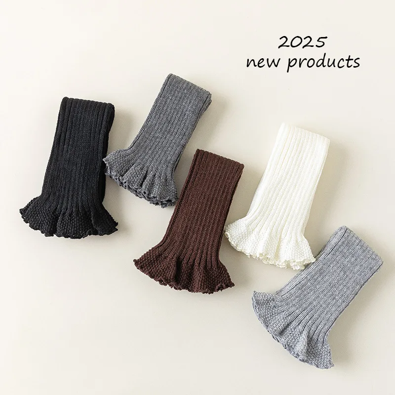 الربيع الدافئة محبوك ترهل الجوارب لوليتا الكورية نمط الدانتيل تقليم عالية أنبوب تدفئة الساق للأطفال مكافحة بيلينغ لباس خارجي الجوارب #3