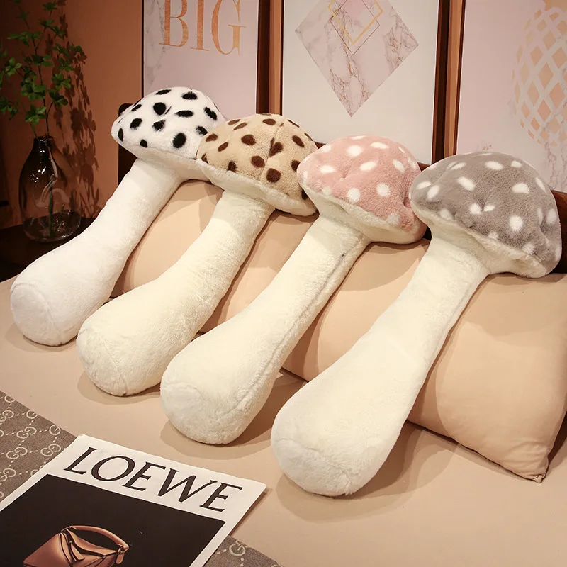 80/100cm  Mushroom Plush Toys Soft Huggable Pillow Stuffed Plant Mushroom Style Sleep Dolls Back Cushion Decor Girls Boys Gifts