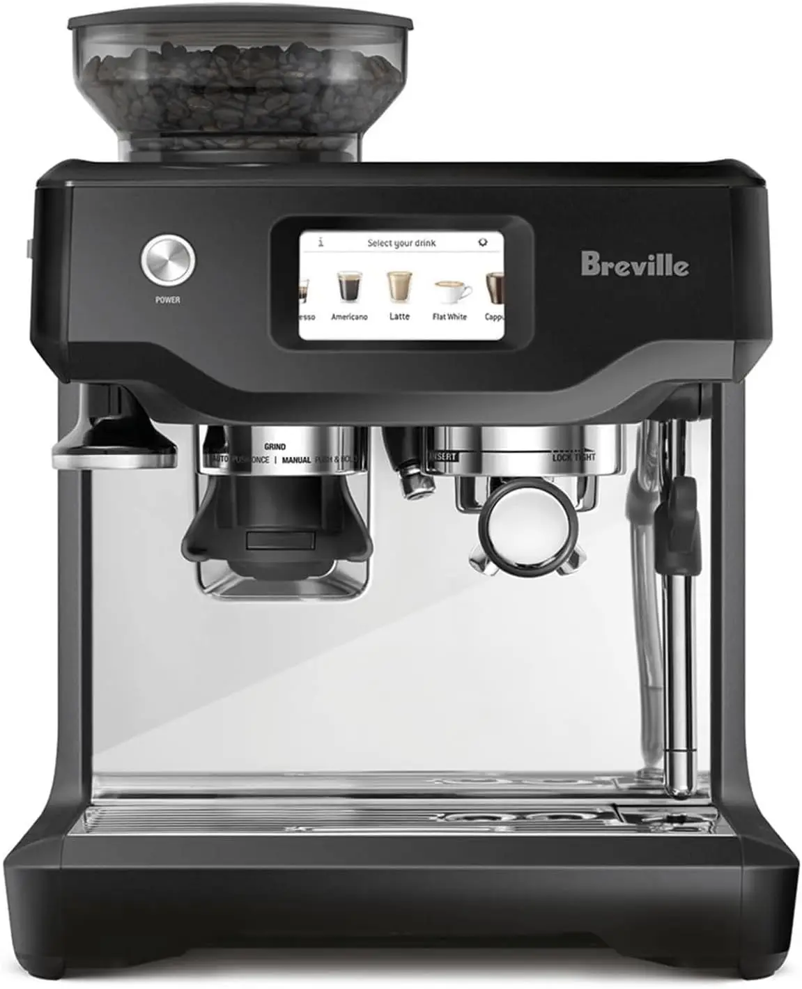 

Espresso Machine with Grinder & Auto Milk Frother, Espresso Maker with Touchscreen & Seconds Heat Up, Cappuccino & Latte Machine