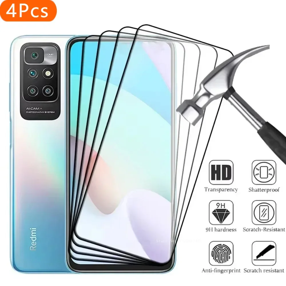 

4Pcs Full Cover Screen Protector for Xiaomi Redmi Note 13 12 11 10 Pro 5G 9 8 7 10s 11s 12s 10A 9A 9T 10C 12C 13C Glass Film