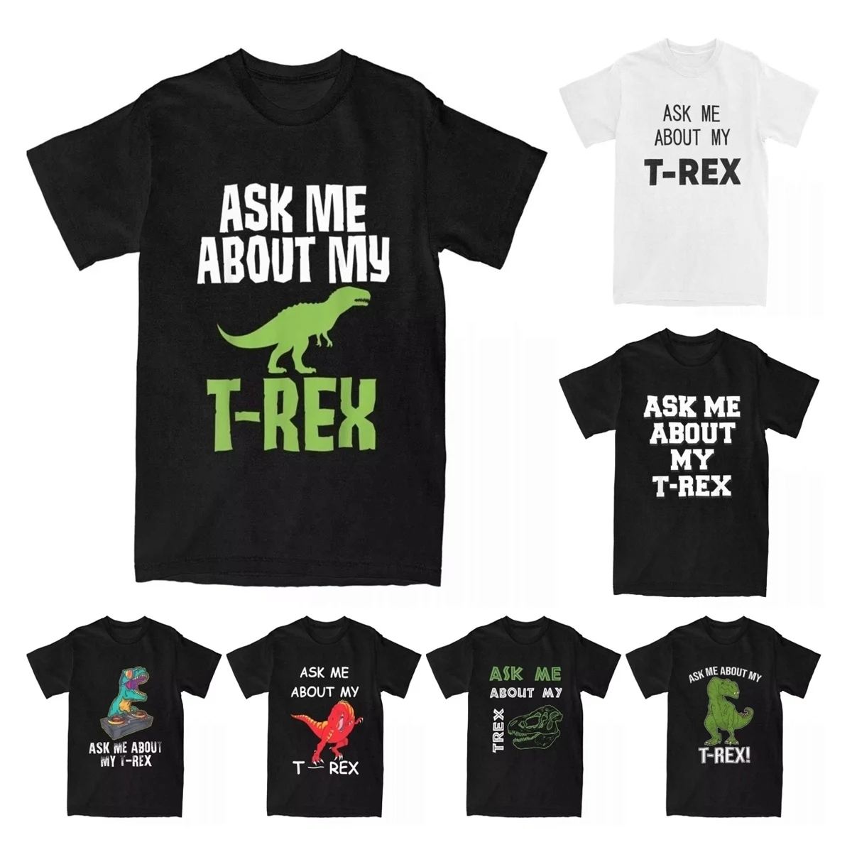 Ask Me About My T-Rex Funny Saying For Introverts T-Shirt for Men Vintage Cotton Tees Cool Dinosaur T Shirt 4XL 5XL 6XL Clothing