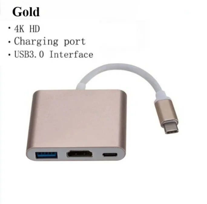 

Многофункциональный USB-C хаб 3-в-1 с HDMI-разветвителем – 4K HDMI, USB 3.0, быстрая зарядка PD, умный адаптер для док-станции MacBook Type-C