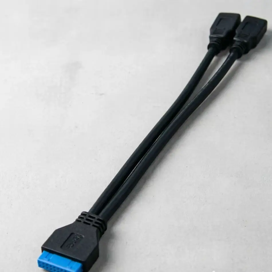Wysokiej jakości kabel adapter z dwoma portami USB 3.0 (żeńskie) do 20-pinowego złącza płyty głównej (typu Box Header). — zdjęcie produktu 5