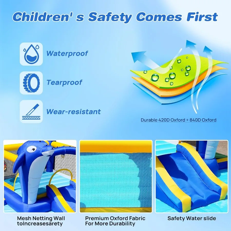 8-in-1-Wasserrutsche, Hüpfburg, riesiger aufblasbarer Wasserpark für 310, aufblasbare Wasserrutschen für Hinterhof, Party, Geschenk, Waterslide Bou