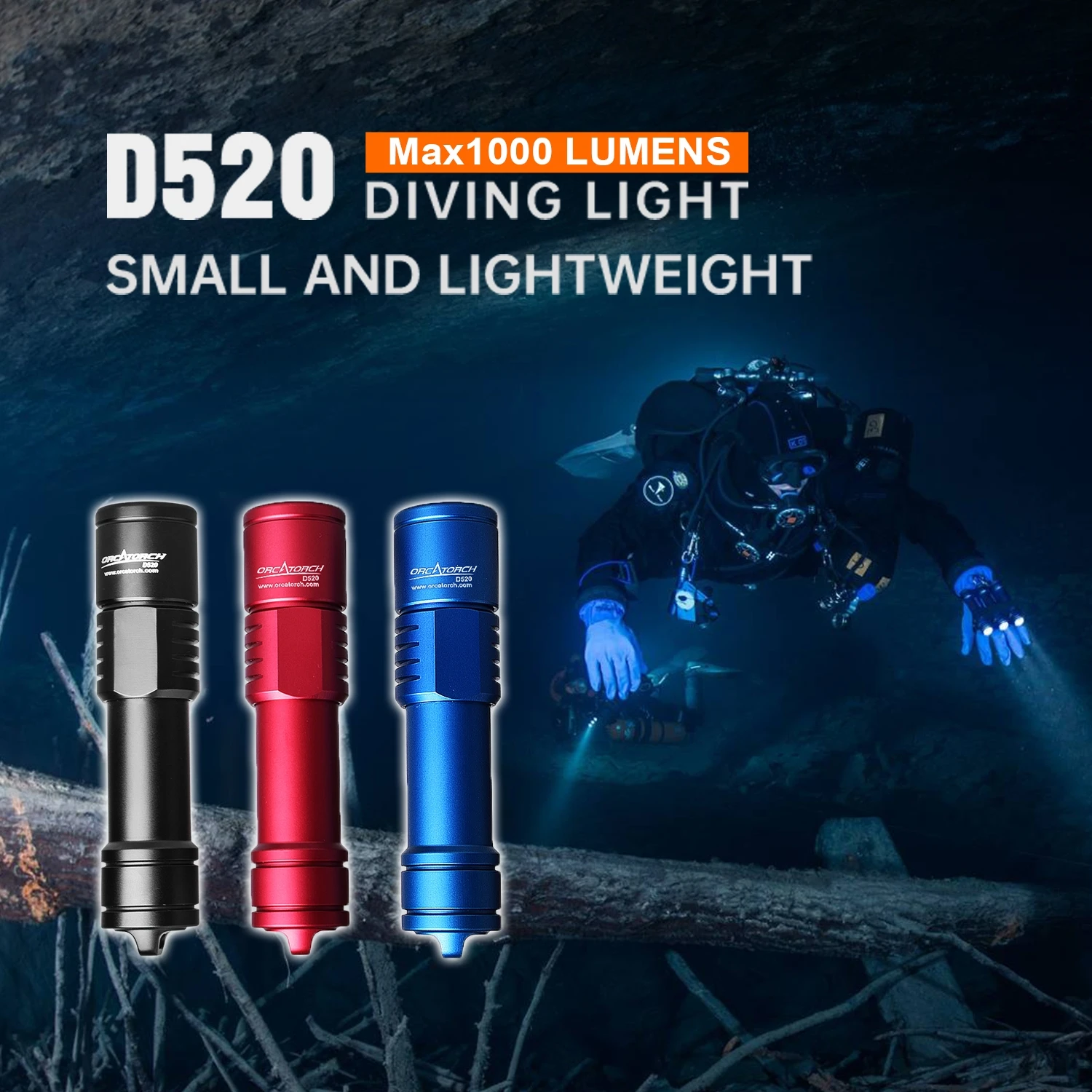 

ORCATORCH D520 Powerful Underwater Diving Lantern Professional Submarine Dive Torch Light IP68 Waterproof Scuba Lamp Flashlight