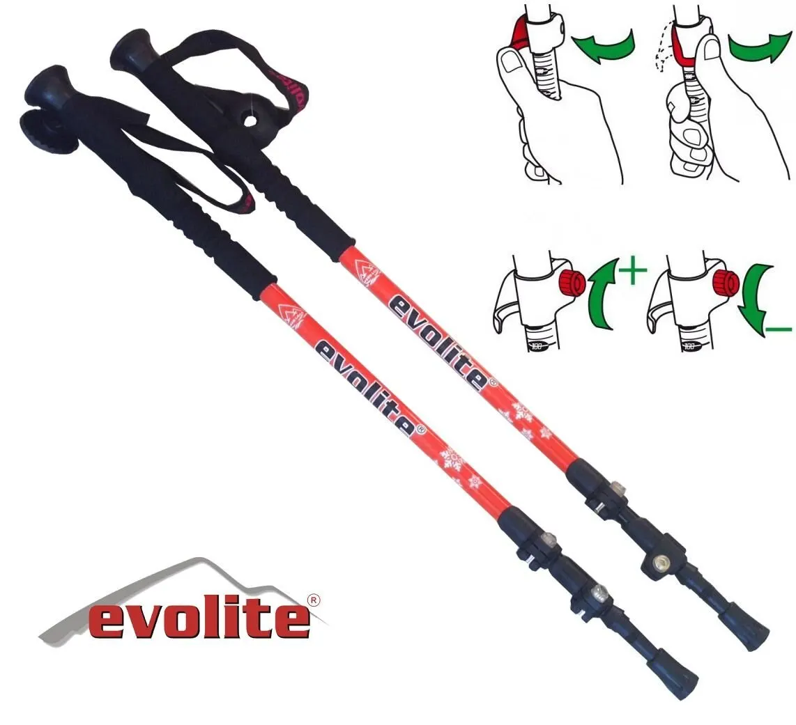 

Evolite Speed-Lock Trekking Poles Hiking Camping Outdoor Walking Aluminum Alloy Lightweight Durable Ergonomic Blue Orange