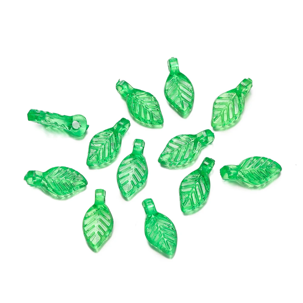 100 Stück Acryl-Charms in Blattform, farbige Blätter, Abstandsperlen für DIY-Halsketten, Armbänder, Bastelarbeiten, Charms, Schmuckherstellungszubehör