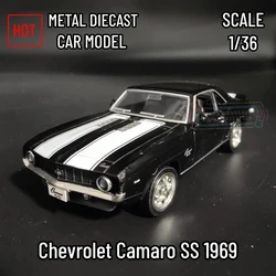 1:36 Chevrolet Camaro SS 1969 Muscle Car Model Replica Scale Metal Diecast Miniature Art Vehicle Collection Xmas Gift Boy Toy