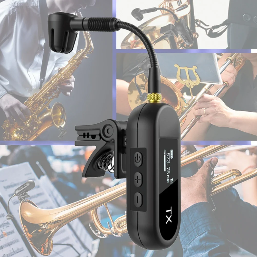 Professional Wireless Saxophone Microphone System Long-Range Instrument Pick-up Lossless Audio Trans-mission Electronics Parts