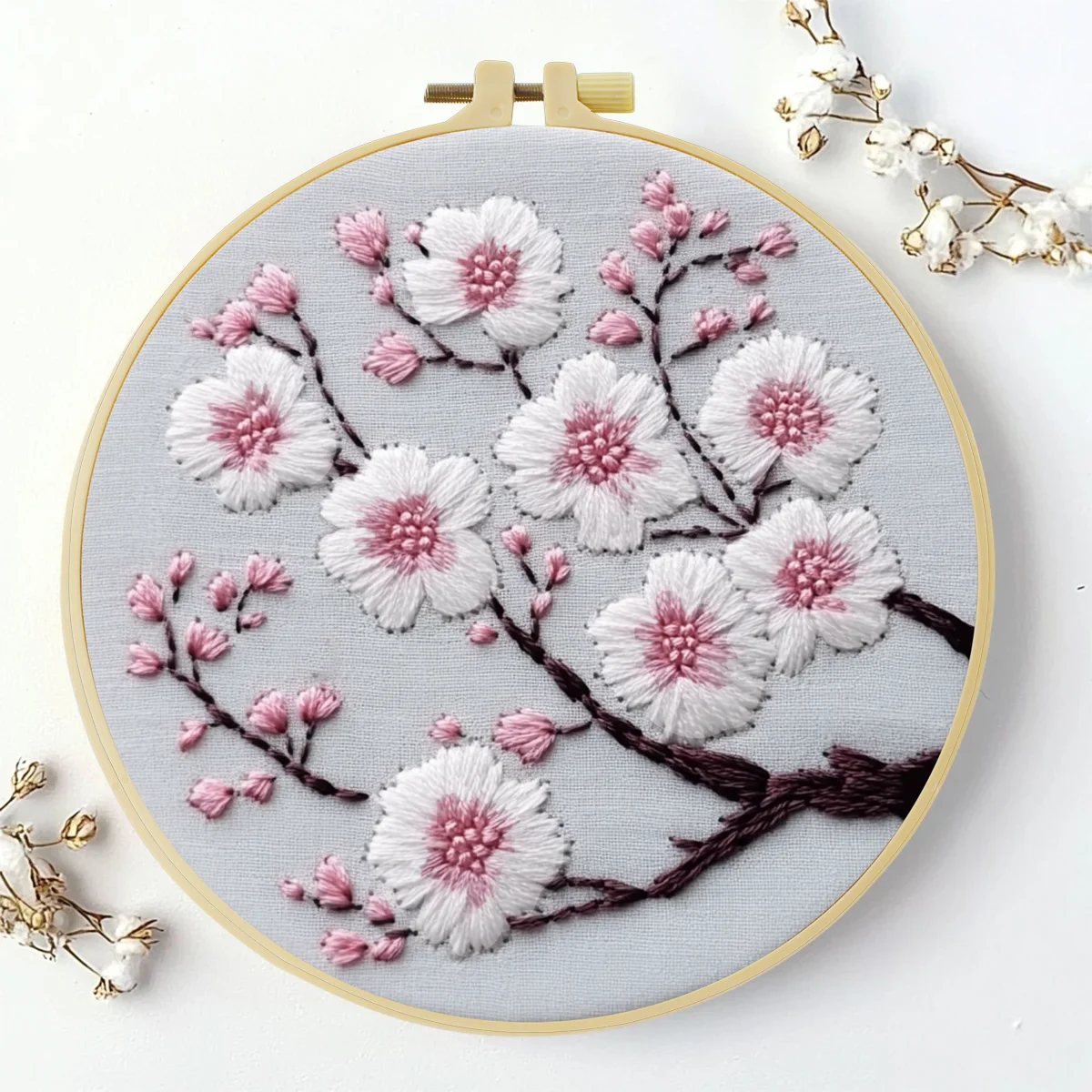 1 Stück 20X20CM/15X15CM 7,87/6,3 Zoll Blumen-Stickerei-Starter-Kit DIY-Kit DIY-Stickerei-Set Handarbeiten Malerei Nähen Kunst – Detail 3