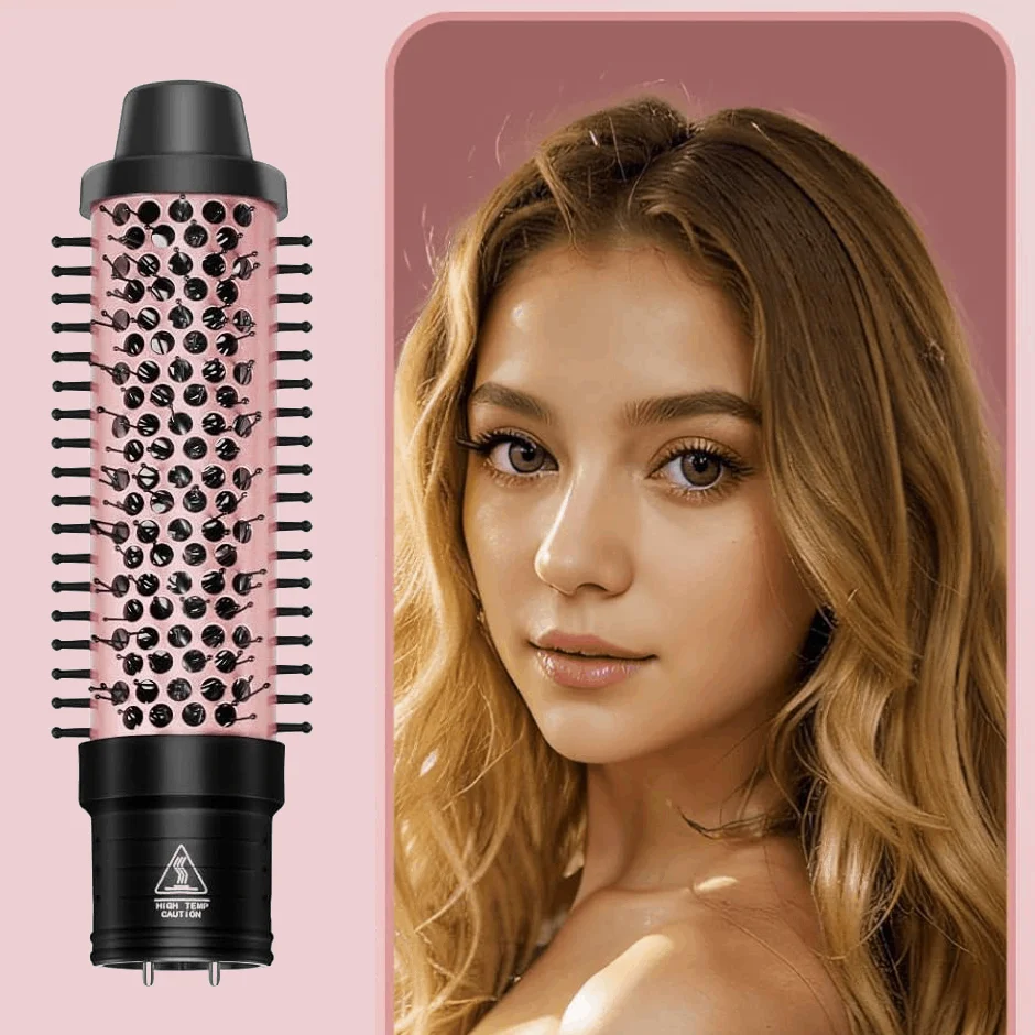 مكواة تجعيد 5 في 1 مع فرشاة حرارية و4 براميل سيراميك قابلة للتبديل (1/2 إلى 1 1/2 بوصة)، مجموعة عصا تجعيد مع مكواة مسطحة #4