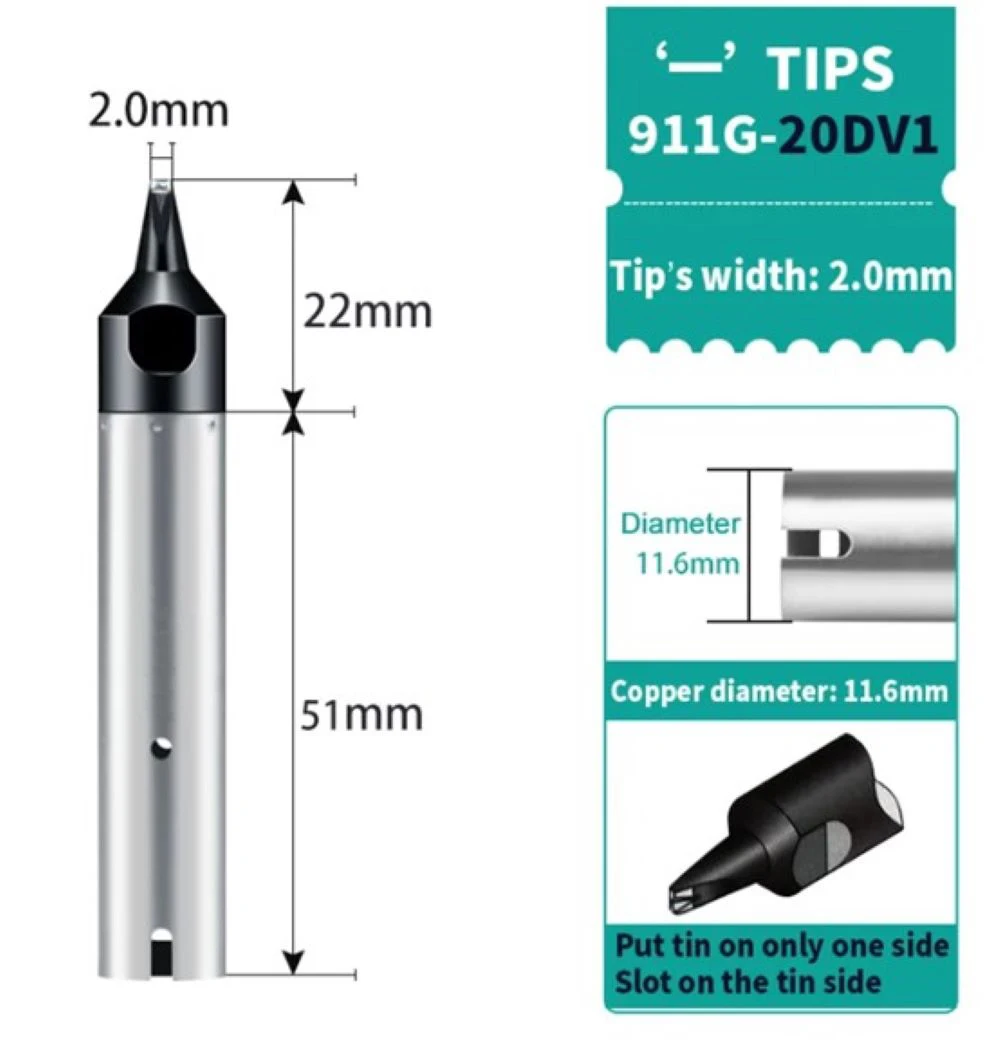 5PCS 911G Series DV1 Robotic Soldering Tip 150W/200W High Power Fully Automatic Soldering Machine Manufacturer