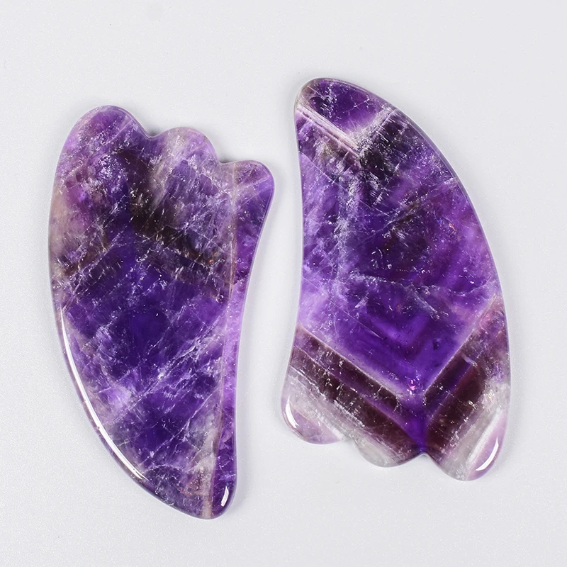 Natural Amethyst Jade Stone Gua Sha Facial Massager Tool Gouache Scraper Anti-Aging Skin Reduce Puffiness Neck Eye Droppshipping