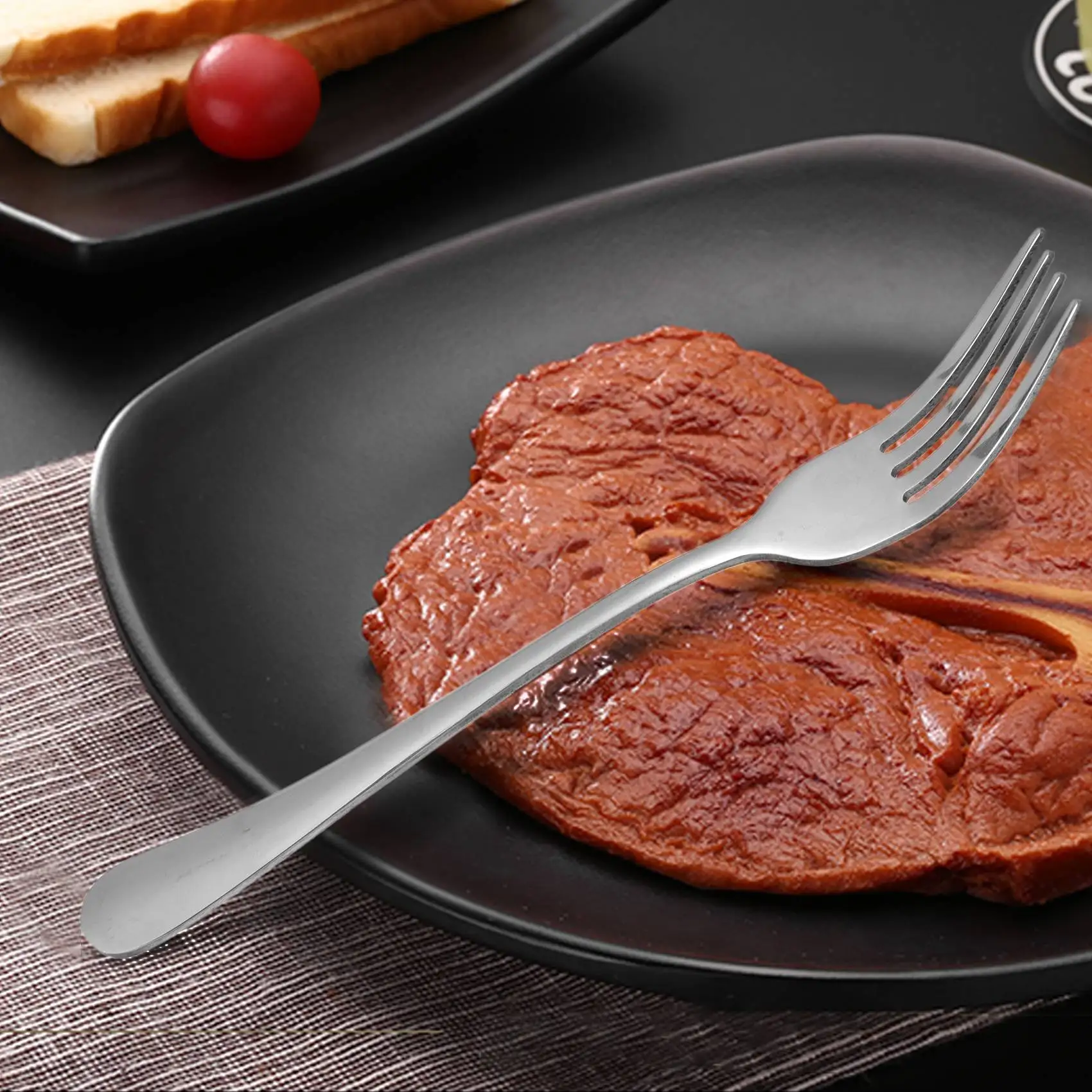 ABKJ-10 PCS Fork Table Stainless Steel Steak Fork Forks Cutlery Dinner Table, Fruit Salad, Steak-18.5Cm Total Length