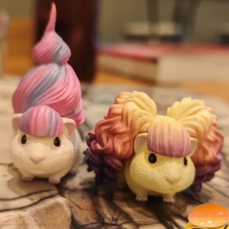 

Original Trendy Hairdressing Guinea Pig Mini Anime Action Figure Model Toys Gifts Cartoon Character Collection
