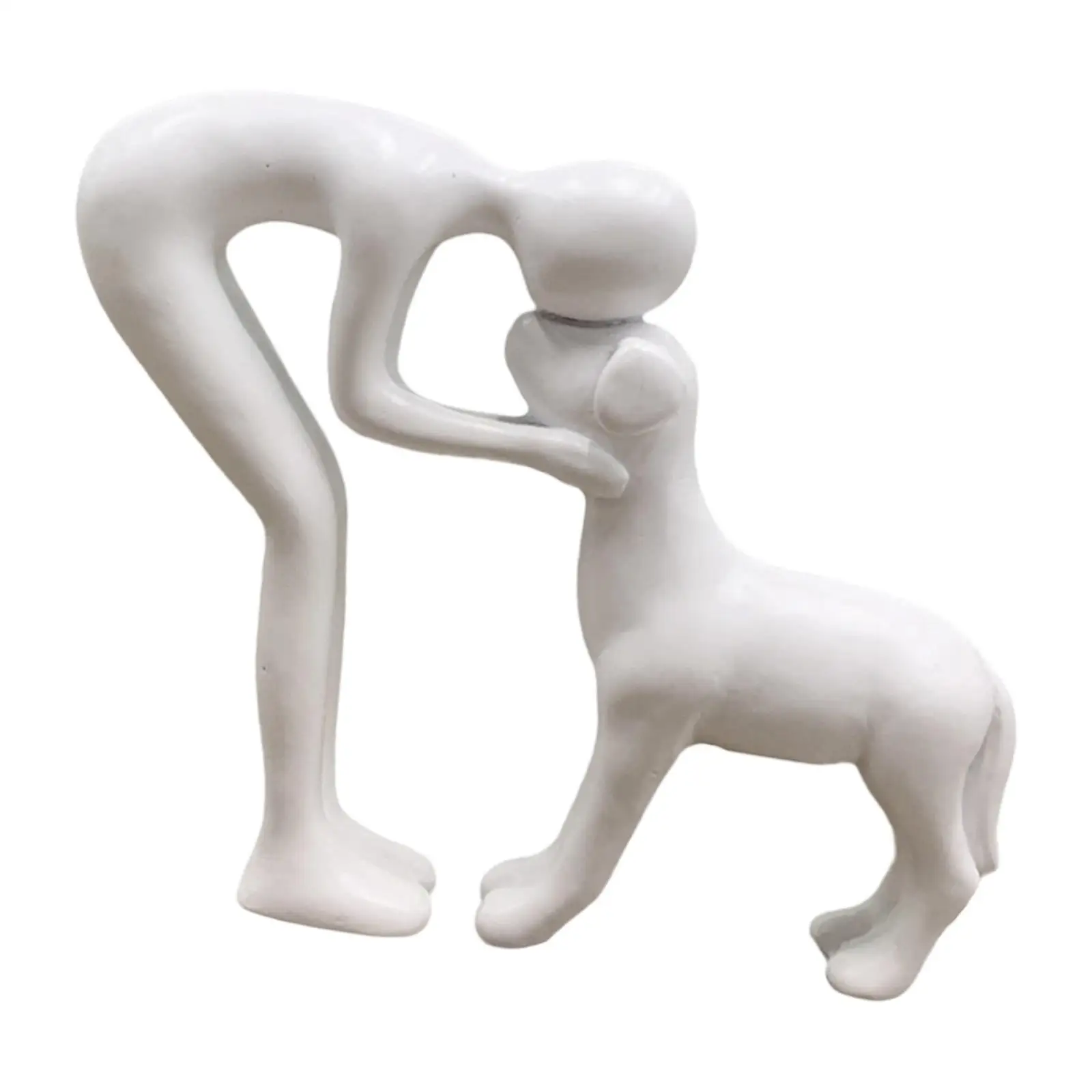 Human and Dog Figurine Man Dog Statue Unique Gift Home Decor Collection Desktop Figure Ornament for Living Room Shop Bookcase