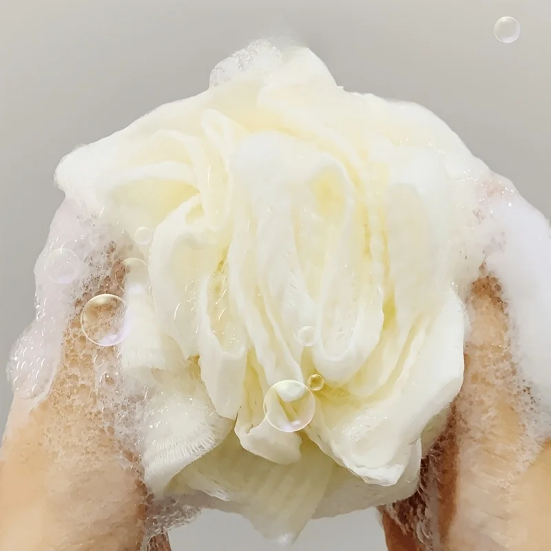 1 pezzo di palla da bagno in spugna morbida loofah -distributore di sapone 2 in 1 e scrub per il corpo, palla da doccia esfoliante per uomini e donne
