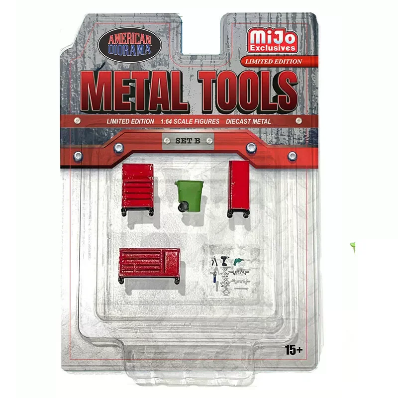 1/64 Resin Painted Maintenance Scenario Metal Tools Series Set Miniature Figure Model DIY Car Garage Scene Collection Display