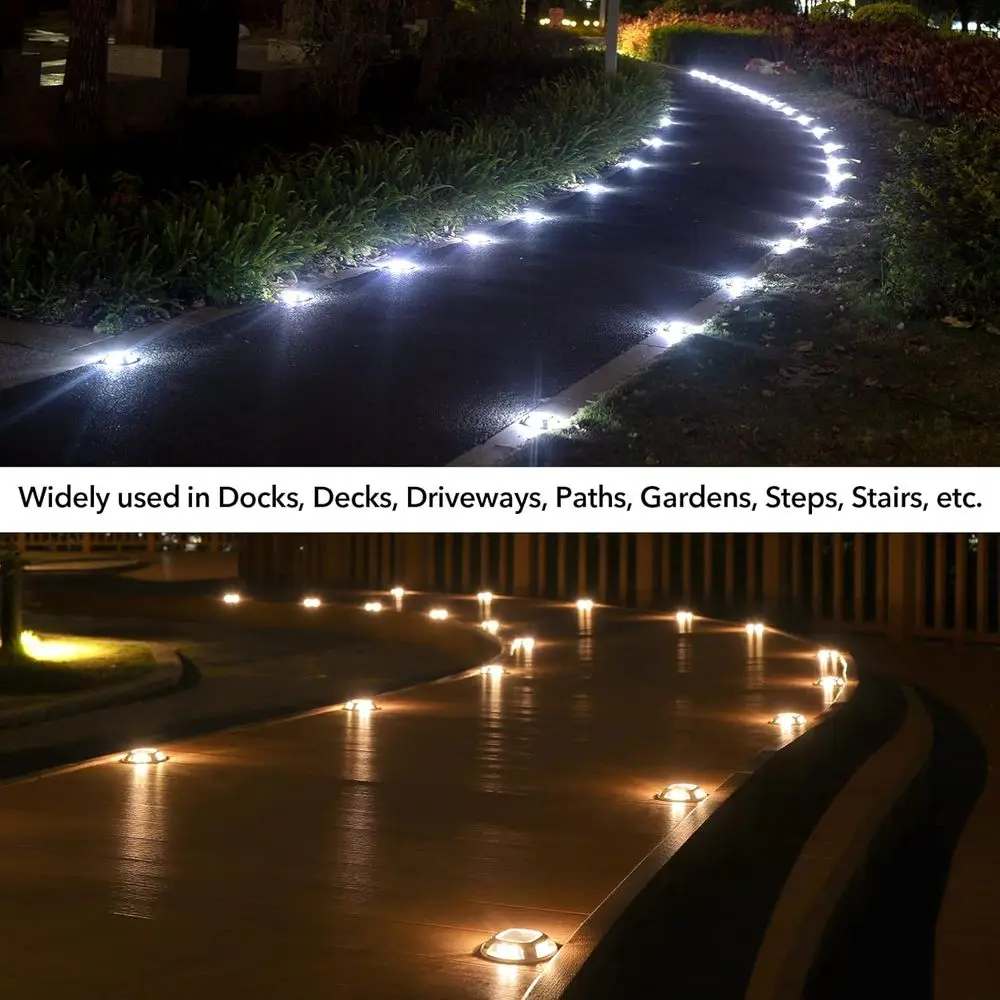 16-Piece Solar LED Driveway Lights, Waterproof Deck & Pathway Illumination, 2 Color Options