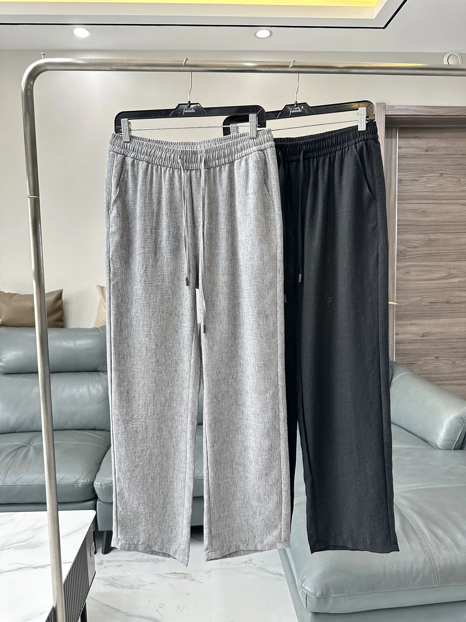 Fashionable Light And Comfortable Breathable Men's Summer Casual Pants Elastic Waist Straight Leg Cool Feeling Lightweight Lo...