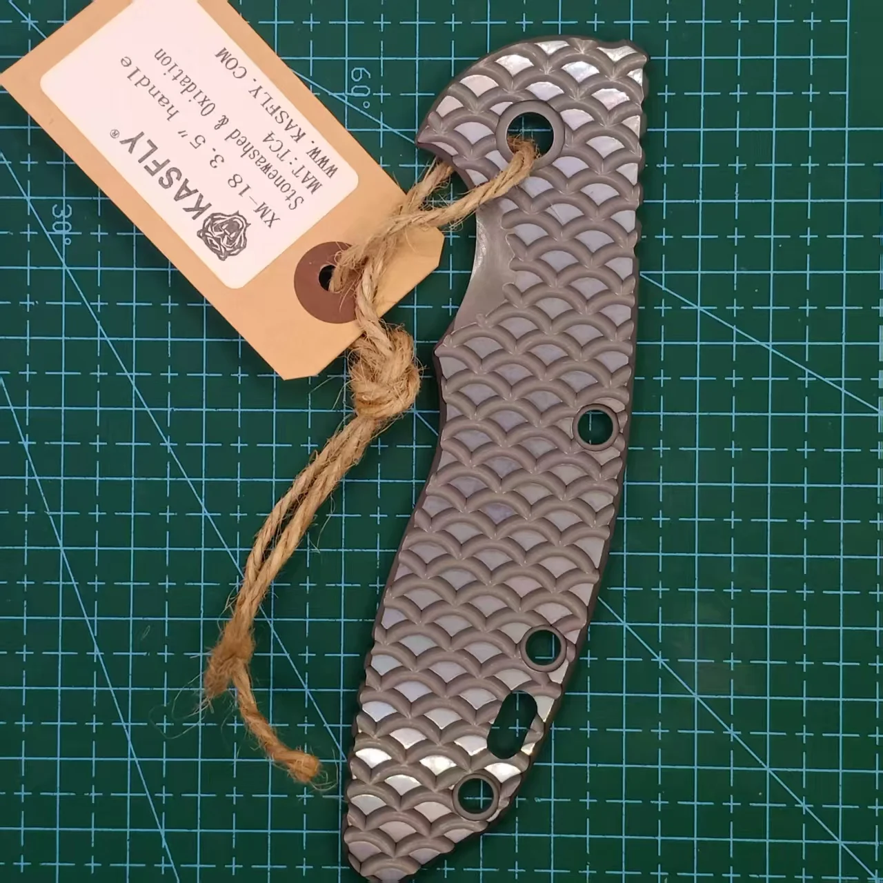 1 Piece Dragon Scale Pattern TC4 Titanium Alloy Grip Handle for Rick Hinderer XM18 3.5”Folding Knife DIY  Replace Accessorie