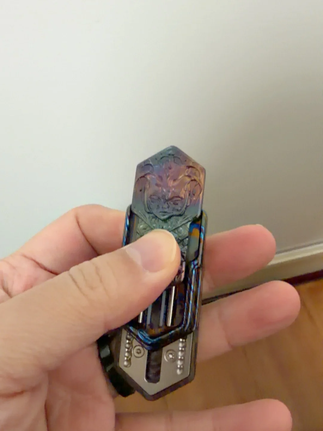 Used EDC YEDC Zirconium Color Poker Loli Push Card, with Mechanical Tiger Patch, Zirconium Material, High Value