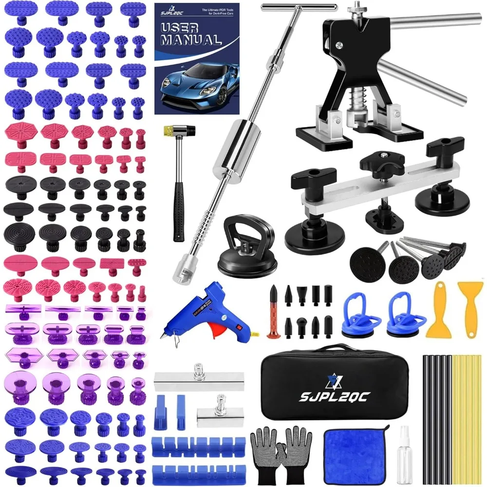

Complete Paintless Dent Removal Kit with TBar Bridge Lifter Suction Cup for Car Hail Door Ding Repair