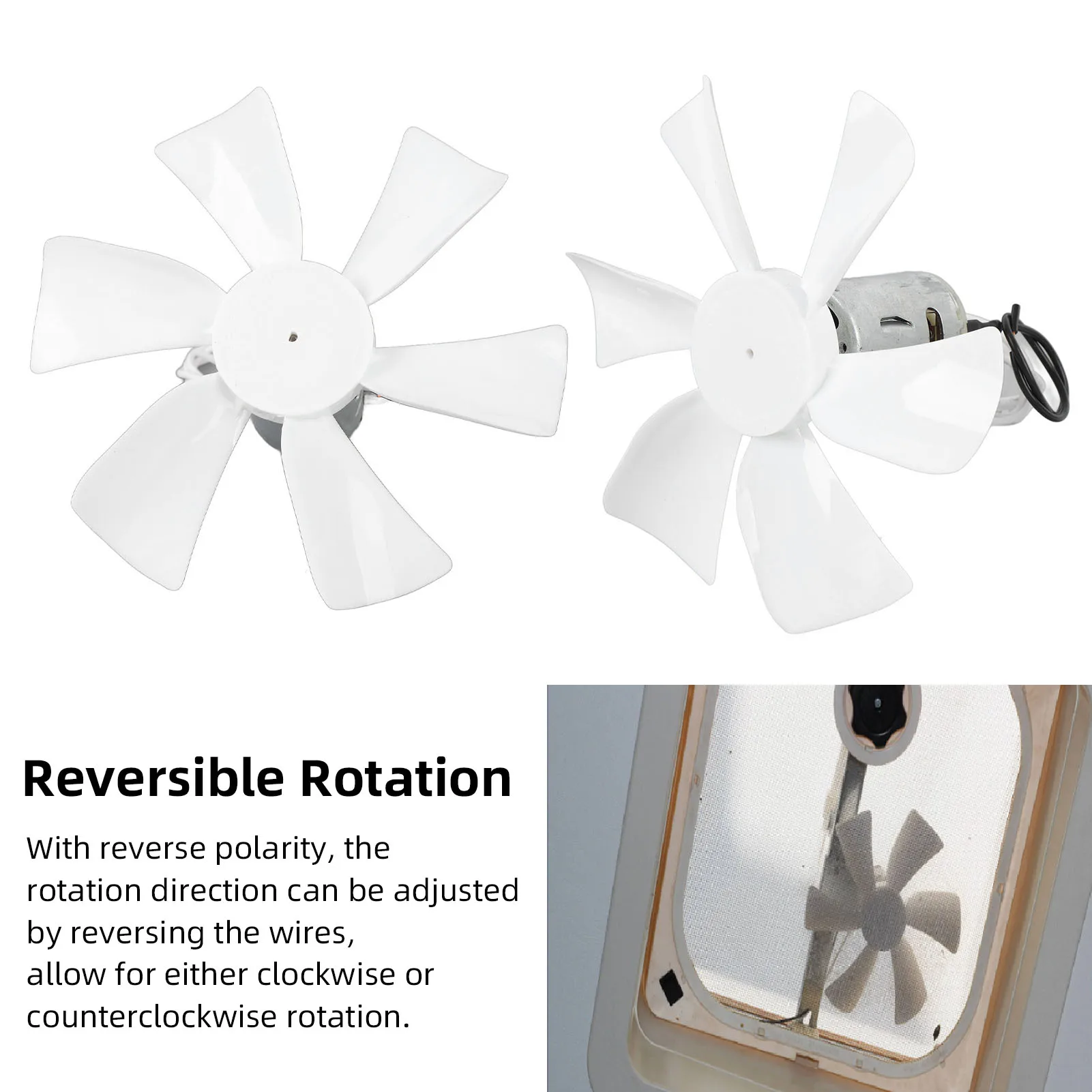 Lâmina de ventilador de ventilação RV de 6 polegadas com motor DC12V Lâmina de ventilador de ventilação RV com circulação de ar aprimorada para trailer campista