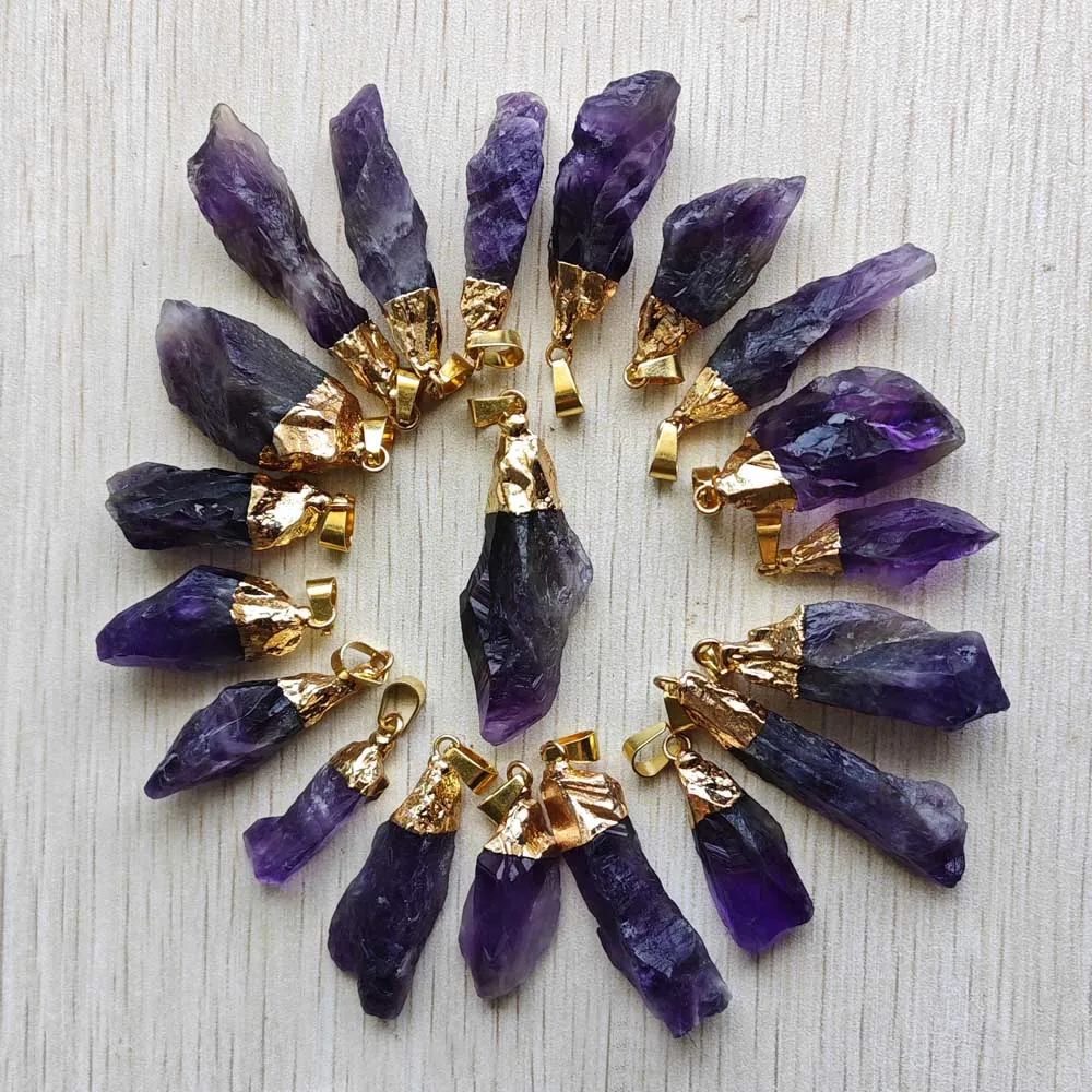 

Fashion Amethysts Natural stone long Irregular shape pendants for jewelry accessories making 20pcs/lot wholesale free shipping