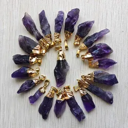 Fashion Amethysts Natural stone long Irregular shape pendants for jewelry accessories making 20pcs/lot wholesale free shipping