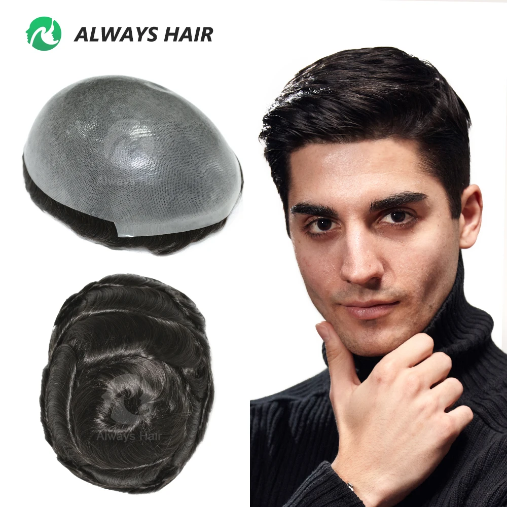 Perruques de cheveux indiens Toupet de peau OS25-Thin pour la densité de cheveux de l\'homme 100% 110% 1/8 \