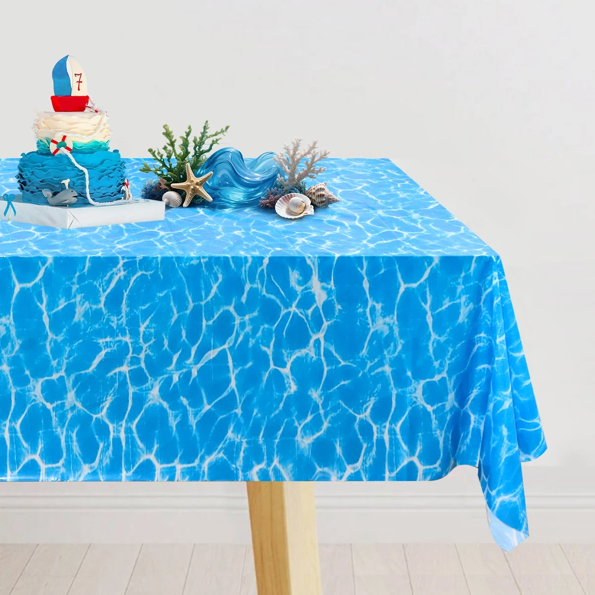 1pc Ocean Theme Party Tablecloth Underwater Plastic Table Cover Birthday Blue Ocean Animals Theme Birthday Party Supplies
